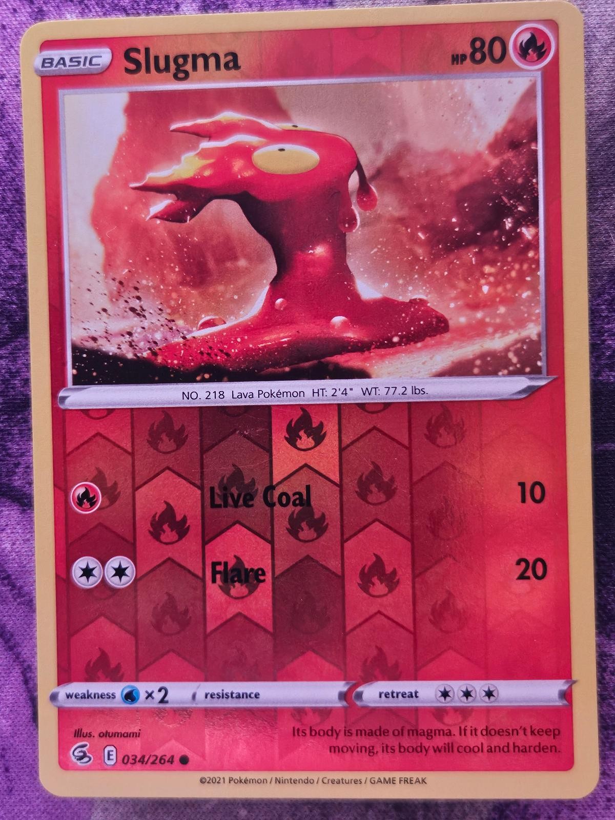Slugma 034/264 Common Fusion Strike Pokemon Reverse Holo Near Mint