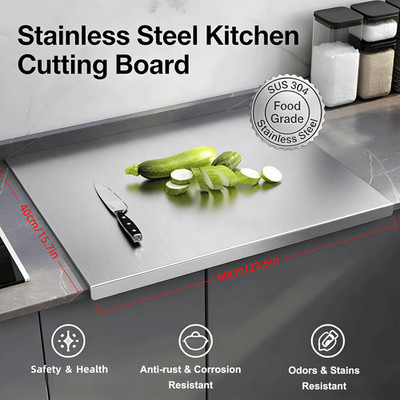 Stainless Steel Cutting Board for Kitchen - Large 304 Chopping Boards, Suitable 
