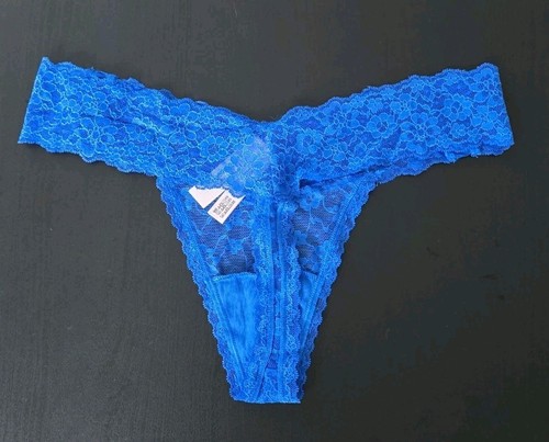 Victorias Secret Lace Detail Thong String Panty Size L Blue - Picture 4 of 4