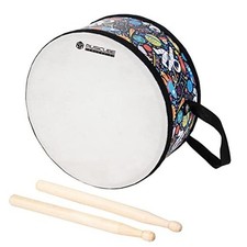 Kids Drum Set 8-Inch Wooden Drum Toys with an Adjustable Strap and 2 Black