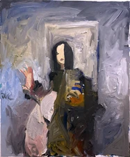 Gothic Oil Painting Interior Girl Figure Modern 20"x24" Canvas Art