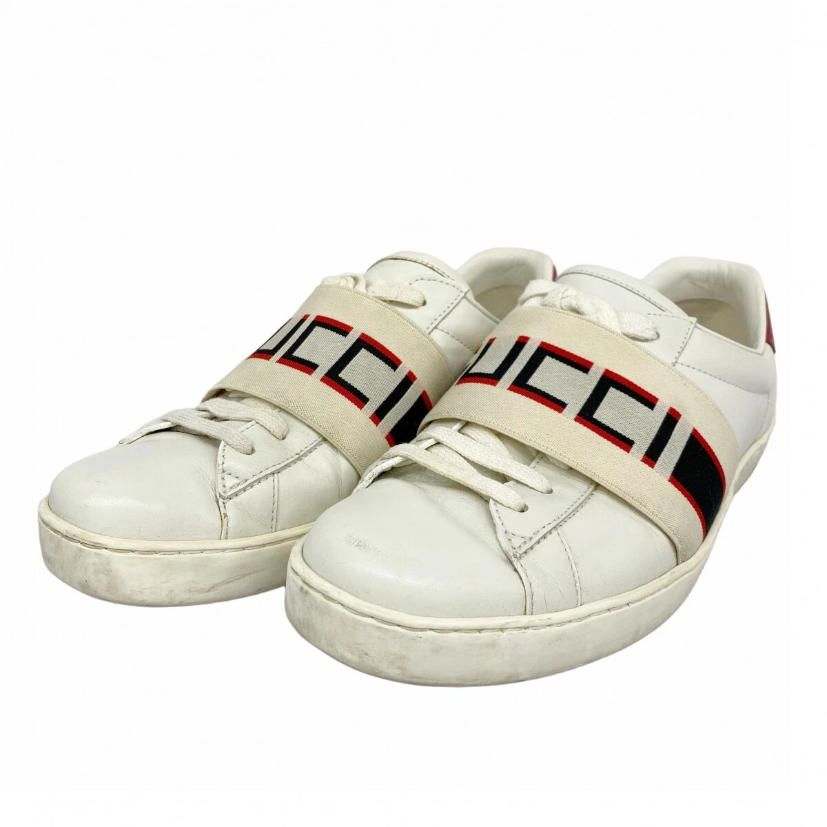 Baskets Gucci taille 6 cuir blanc 523469 homme logo bande chaussures homme Italie