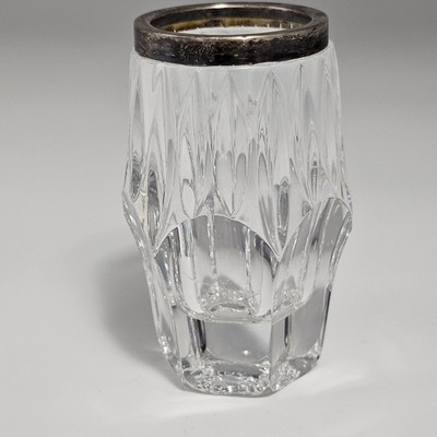 Emil Hermann Waldstatten Crystal Glass Sterling  Lid Vintage Toothpick Holder