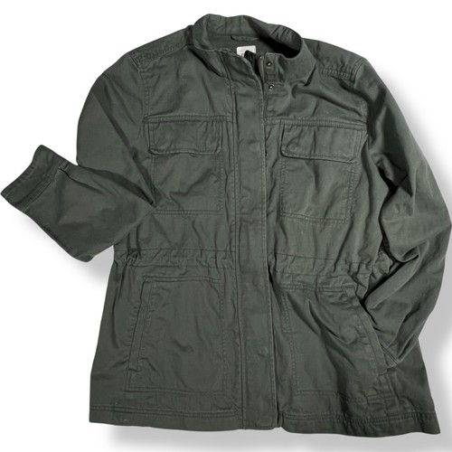 GAP Core Utility Jacket Military Anorak Full Zip Drawstring Waist Olive Green L - Picture 9 of 16