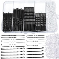 300 StüCk Haarnadeln Bobby Pins Schwarz Set, Metal Haarklammern Damen | 100