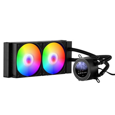 Black CPU Water Cooler: 120mm Fan, 2.1'' LCD, ARGB, Intel/AMD