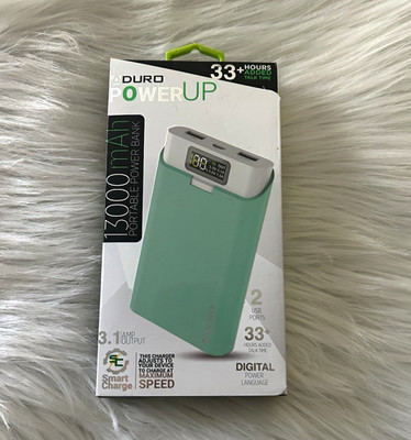 Aduro PowerUp 13000mAh Power Bank Digital Display 2-Port Green/White