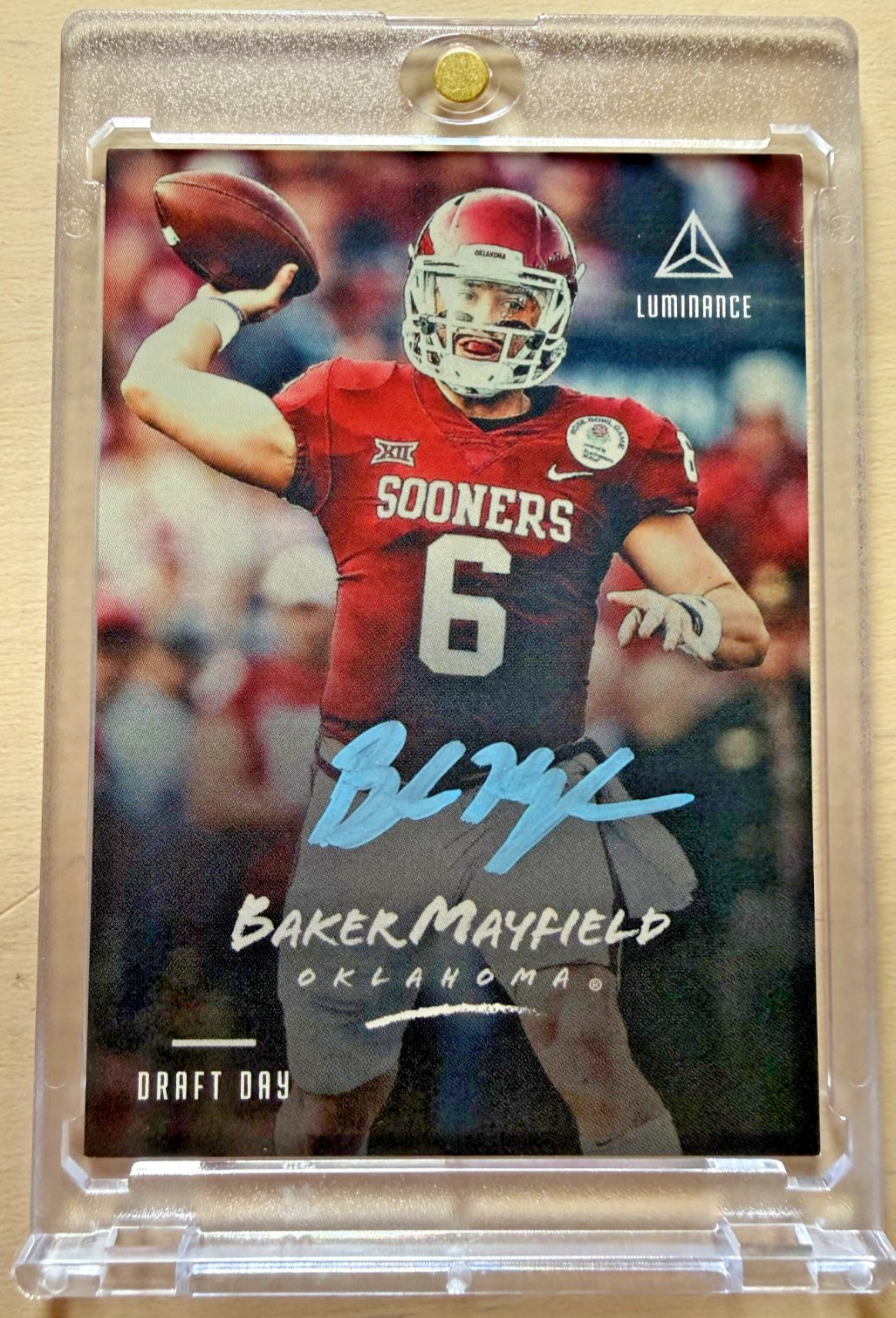 Baker Mayfield Panini Luminance Draft Day Signature #RIBM Blue Ink
