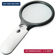 Magnifier 3 LED Light Handheld 3X 45X Glass Magnifier for Reading Jewelry