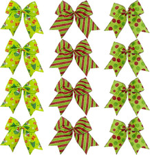12 Pcs Grinch Bows Decoration, 6 Inch Large Christmas Bows for Tree Gift Wrappin