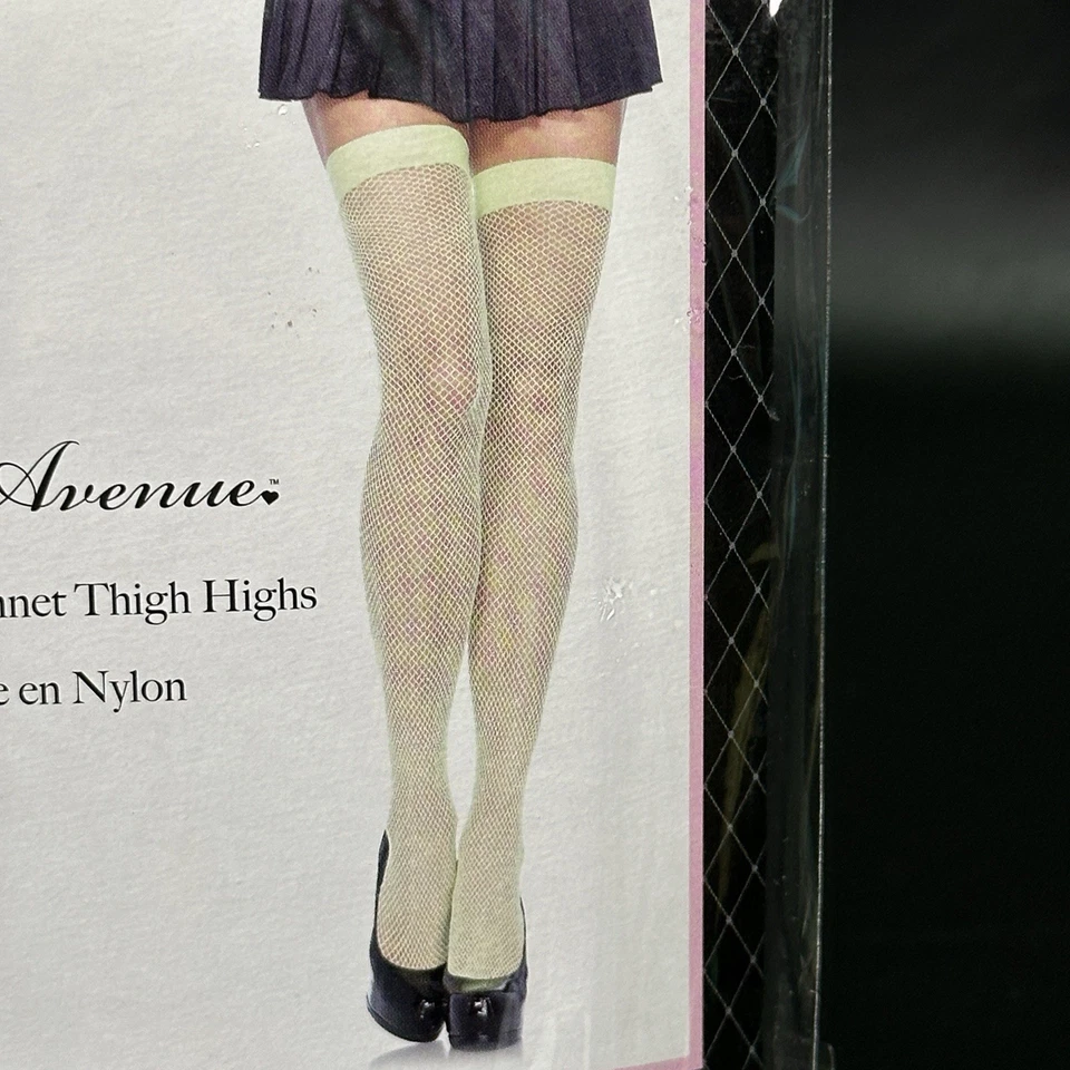 Medias altas hasta el muslo de red amarillo neón disfraz de Halloween festival baile rave Foto 3 de 4