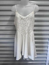 Vintage 80s Romantic Val Mode Bridal White Lace Lingerie Slip Babydoll L/XL
