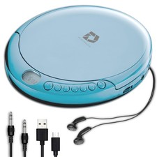 Portable CD Player, Anti-Skip, Stereo Earbuds, Aux USB Cable, Home/Car Use