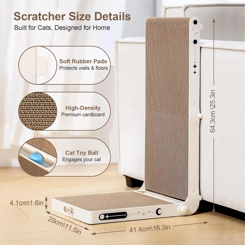 Cat Scratcher, 25.3 Inch Double Sided L Shape Cat Scratching Board, No Assembly  - Image 3 of 4