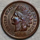 About Uncirculated 1894 Indian Head Cent, Sharp specimen.