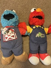 Fisher-Price Sesame Street Elmo  Cookie Monster Plush Dolls Lot of 2 2008