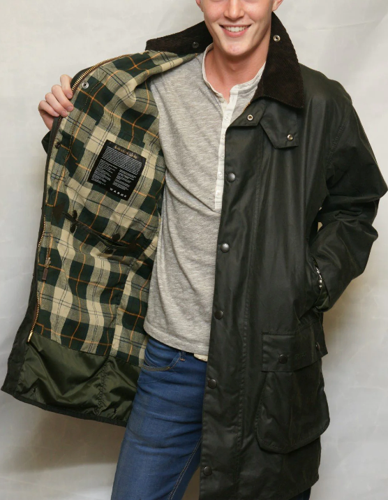 BARBOUR BORDER WAX JACKET in Sage MSRP $500 British Heritage | eBay