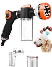 Premium Dog Washing Hose Attachment, 8-Pattern Dog Bath Sprayer, Easy-Control...