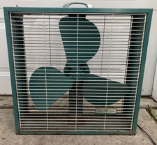 Vintage Mcm Emerson Electric Box Fan 20 All Metal Aqua Blue White 2 Speed Vintage Mcm Emerson Electric Box Fan 20 All Metal Aqua Blue White 2 Speed