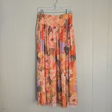 Farm Rio for Anthropologie Floral  Cheetah Polyester Side Zip Skirt Women's L