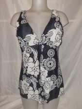 Gorgeous black floral swimming bathing costume suit size 16