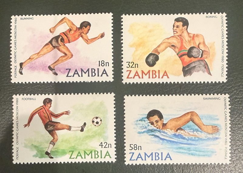 Zambia Stamps MNH 1980 Summer Olympic Games In Moscow. Set of 4 Scott # 216-219