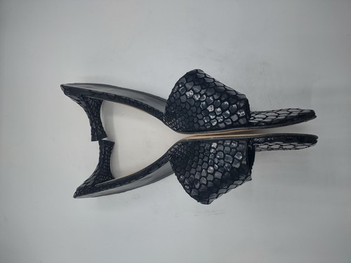 Scarpe Stuart Weitzman donna taglia 7 nere pelle di serpente mulo sandali tacco slip on - Foto 3 di 5