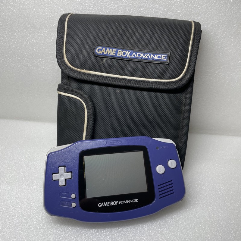 Nintendo Game Boy Advance With Official Case Bag AGB-001 Indigo Purple Tested