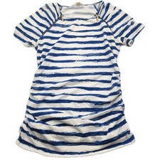 MICHAEL KORS Navy White Nautical Stripe T-Shirt Dress Size M Zipper Accents 29"