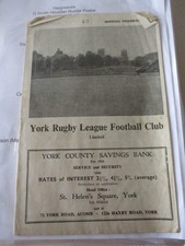 1962-63 York v Castleford Rugby League Eastern Division 18.8.1962