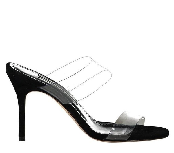 Women Manolo Blahnik Heels Black Leather 37
