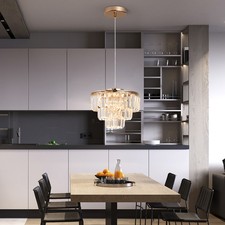 Modern Round 3Tier Crystal Chandelier Flush Ceiling Light Pendant Fixture Indoor