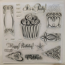 Close to my Heart My Acrylix CELEBRATIONS Clear Cling Stamps Set of 17 NEW