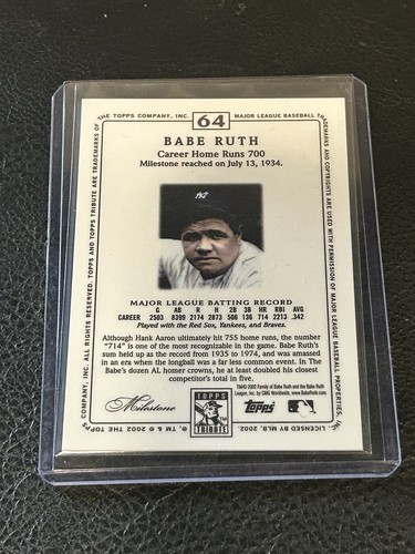 2002 Topps Tribute #64 BABE RUTH 700 Home Runs NY Yankees | eBay