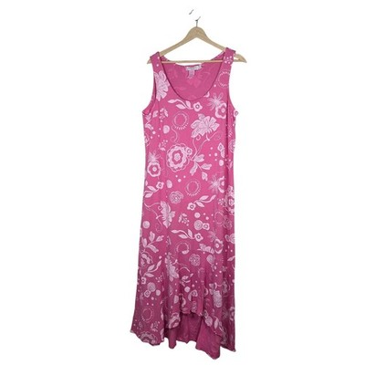 Fresh Produce Pink Floral Maxi Dress 100% Cotton Sleeveless Women's XL