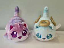 Aphmau Meemeows Plush Lot Of 2: Blue Angle & Purple Galaxy Celestial Cats 6" EUC