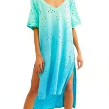 Free People Ombre High Low Eyelet Shift Dress