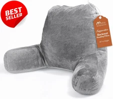 Reading Pillow Velvet Back Support Cushion Bed Couch Floor Dark Grey US