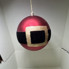 Santa Christmas Ball Bauble Ornament, 5.5  Red Black Gold, 1pc Hanging Decoration