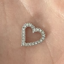 14k White Gold Natural Diamond Heart Necklace Pendant