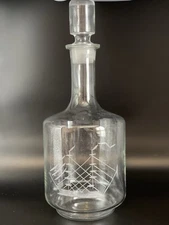 Vintage Ship Clipper Glass Decanter  Handblown Etched  Unique Design 13" Tall
