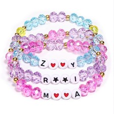 3-pcs Valentines Gifts for Kids Colorful Beaded Women Cute Bracelet Birthday