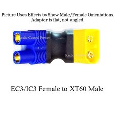 RCP Adapters 1 EC3/IC3 FEMALE TO XT60 MALE BATTERY NO WIRE ADAPTER