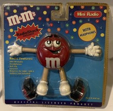 Radio Shack Red M M's Novelty Transistor AM-FM Mini Radio With Headphones