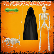 Halloween Decorations 36" Realistic Posable Skeleton With Dog Outdoor