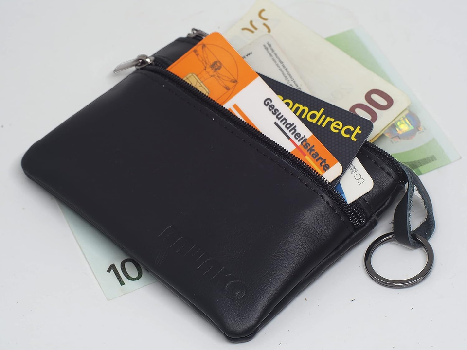 Portafoglio Uomo Slim In Pelle Con Portamonete - Protezione RFID, Design Minimalista, Marrone Scuro - Foto 8