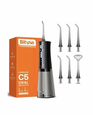 Bitvae C5 Water Flosser Cordless Oral Irrigator Portable Rechargeable 6 Tips
