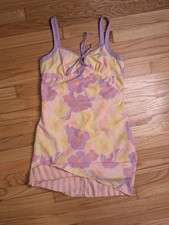 vintage handmade reversable pastel mini dress sleeveless large floral stripe
