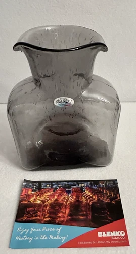 Blenko Glass Heliotrope 384 Water Bottle, Double Spout Pitcher