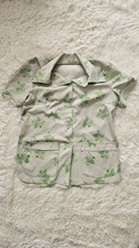 Vintage 1970s Dagger Collar Polka Dot Floral Button Up Womens Size Large